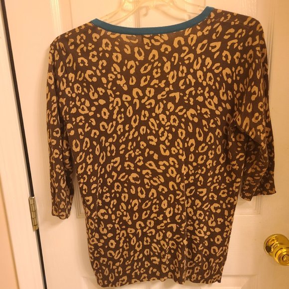 Merona Cheetah Print 3/4 Sleeve Cardigan  L - Picture 3 of 5